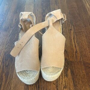 Marc Fisher-Annie Perforated Espadrille Platform Wedges- Size 8